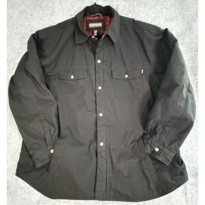 Craftsman Jacket Mens 2XL XXL Black Canvas Quilt Lined Chore Barn Work Coat Snap